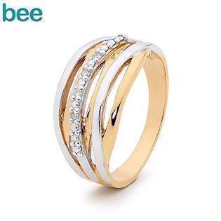 Bee Jewelry Diamond strudded 9 kt guld fingerring blank, model 25541